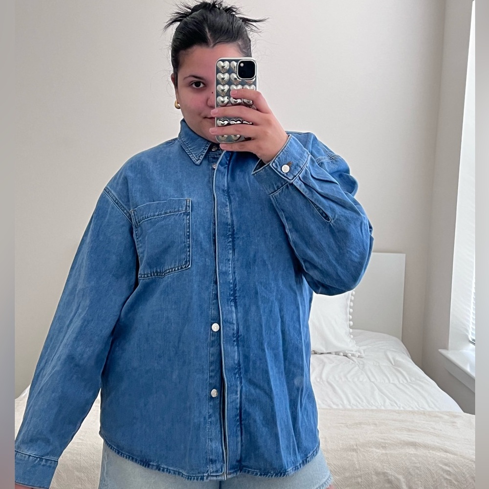 Oversized denim shirt long sleeve size L